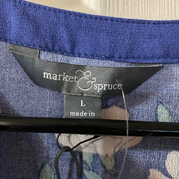 NWT MARKET & SPRUCE Floral Tank Top 3 Button down, Sz L. - Picture 4 of 11